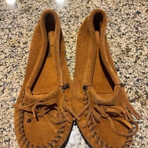 Minnetonka Tan Suede Moccasins